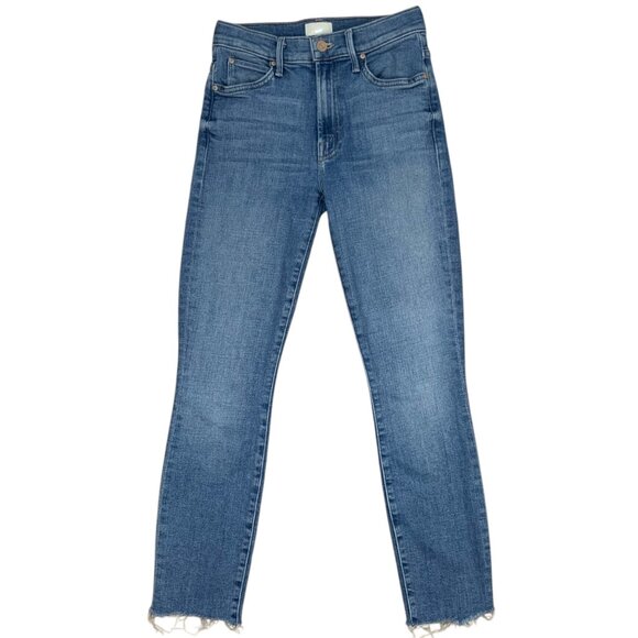 Mother The Stunner Zip Ankle Step Fray Jean 24 Camp Expert Blue Skinny ALTERED - Picture 1 of 12